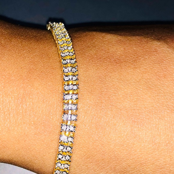 Rea diamond double row men tennis bracelet not CZ not fake unbeatable huge sale - Picture 12 of 13